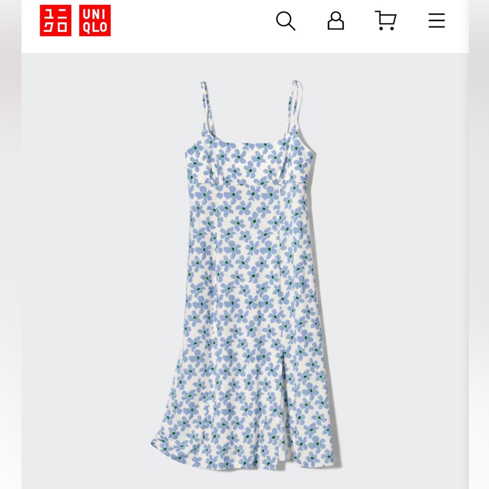 UNIQLO Floral Front Slit Camisole Dress